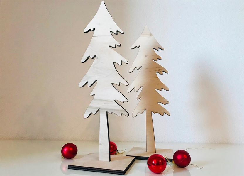 Wooden Christmas tree on a CAPSBOARD TREE stand (30 cm)