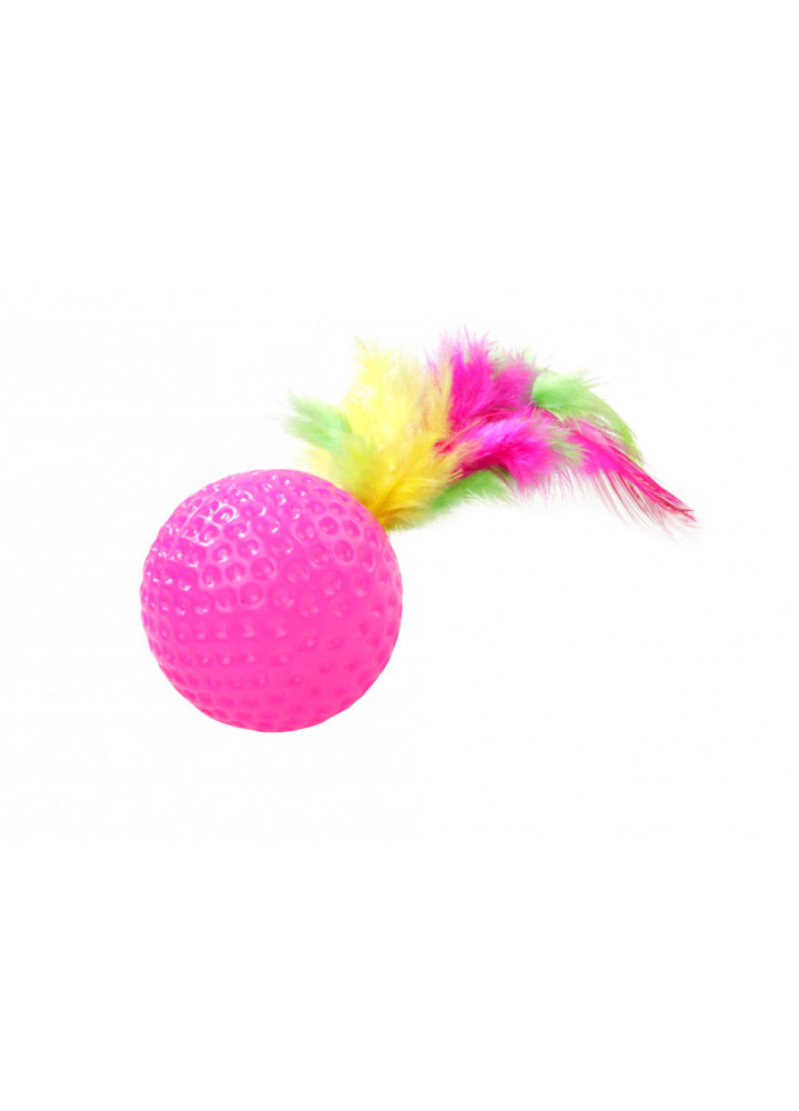 Игрушка для кошек Мячики с перьями и погремушкой 5 шт CAPSBOARD 4 см