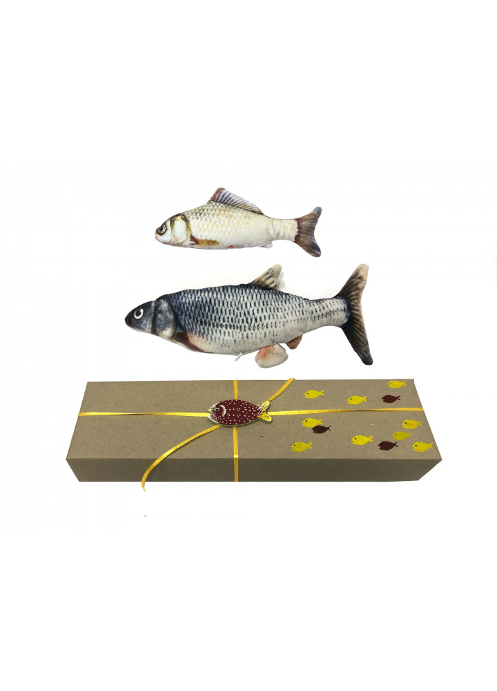 Игрушка для кошек Набор рыб 2 шт Вибрирующая рыба 30 см Плюшевая рыба с мятой 20 см CAPSBOARD
