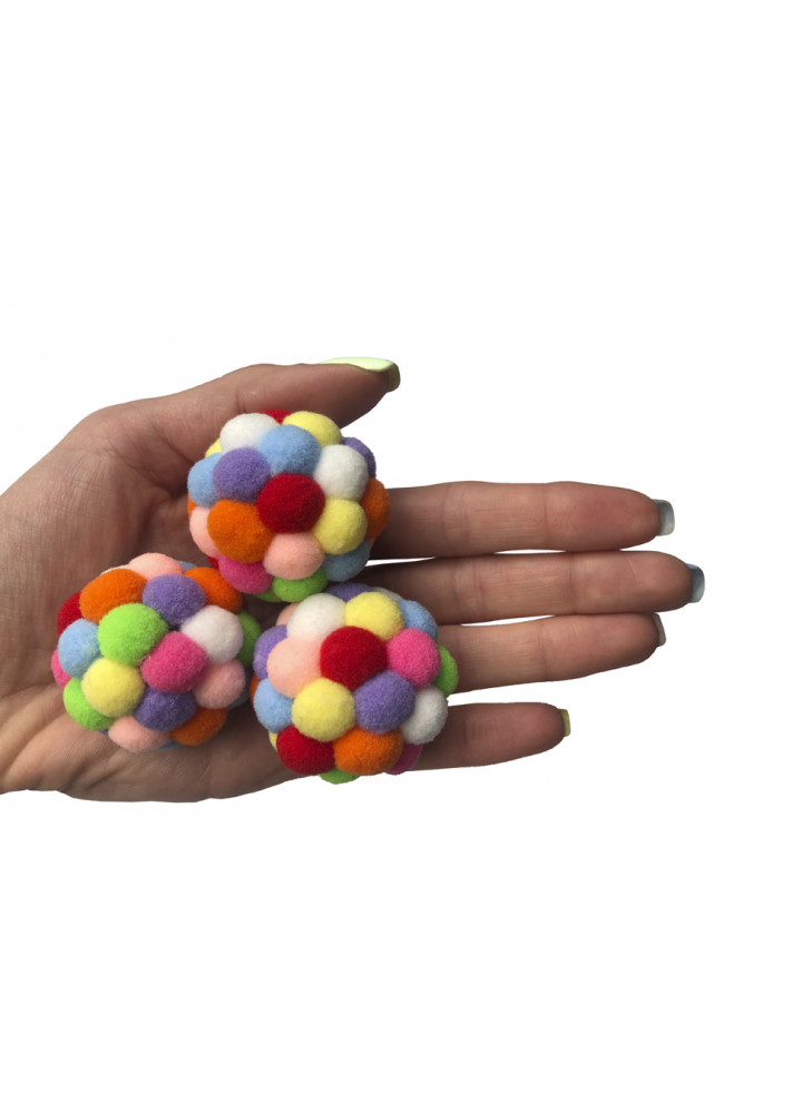 Игрушка для кошек Плюшевые мячики с колокольчиками 3 шт CAPSBOARD 4 см